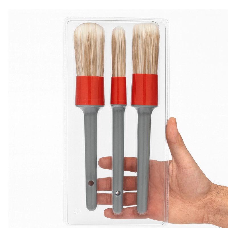 ست فرچه دیتیلینگ سهتایی خاکستری و قرمز مخصوص داشبورد و کابین